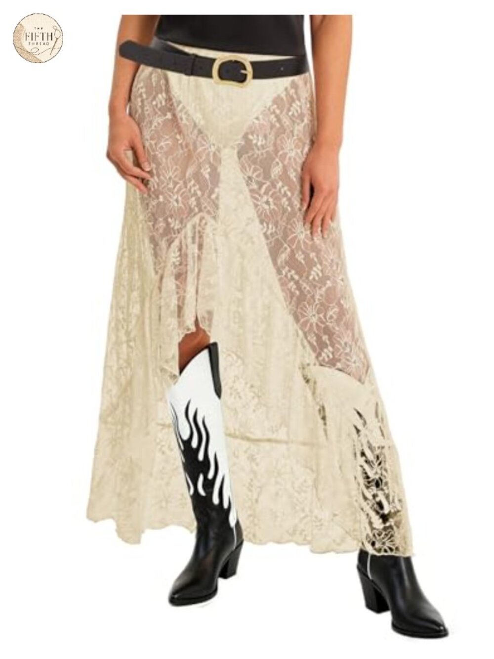 Womens Lace Maxi Skirt Sheer High Low Hem Beach Cover Up Festival